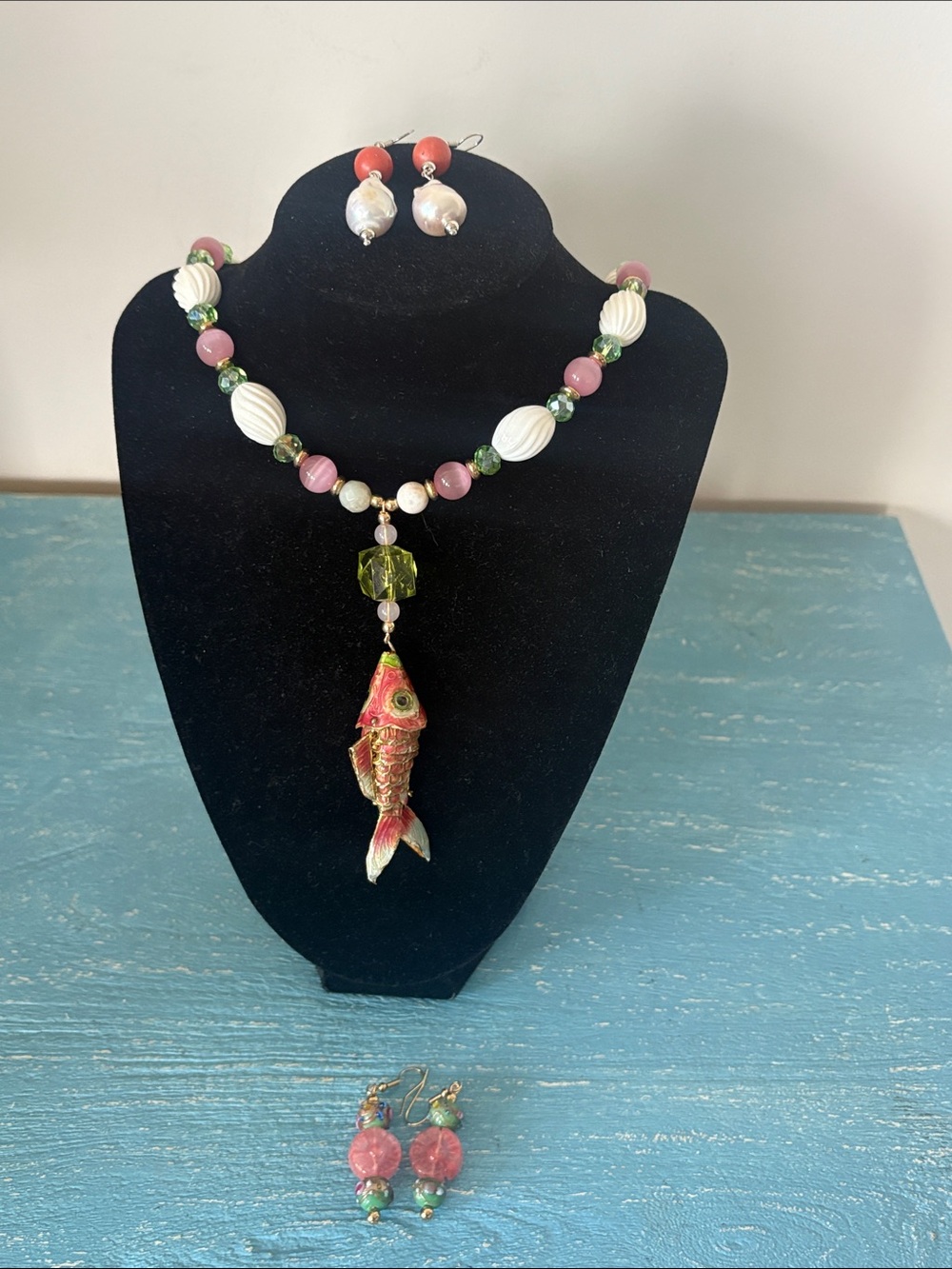 Vintage Chan Luu wiggle fish and baroque fresh water pearl set.